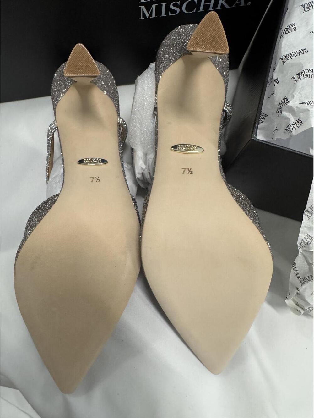 Badgley Mischka Sparkle Pointed Toe Slingback Heels - Picture 5 of 8